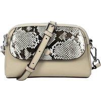House of Leather Women's Real Leather Crossbody Bag Small Exotic Snake-Print Sahara in Taupe