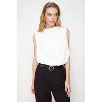 WOVCOR Women's Draped Shoulder Shell Top in White | Size: 10