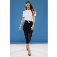 WOVCOR Women's Sequin Fringe Midi Skirt in Black | Size: 6