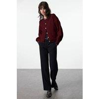 WOVCOR Women's Textured Knit Button-Front Cardigan in Burgundy | Size: Large