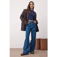 WOVCOR Women's High Waist Wide Leg Jeans Waist Detail in Blue | Size: 10