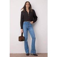 WOVCOR Women's High Waist Comfort Flare Jeans in Blue | Size: 12