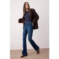 WOVCOR Women's High Waist Comfort Flare Jeans in Dark Blue | Size: 6