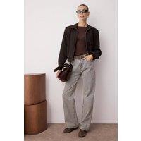 WOVCOR Women's High Waist Wide Leg Jeans in Grey | Size: 14