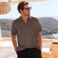Lands' End Men's Textured Johnny Collar Polo Shirt in Dark Brown | Size: 2XL