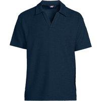 Lands' End Men's Textured Johnny Collar Polo Shirt in Dark Navy | Size: Medium
