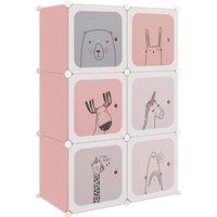 Berkfield Home Cube Storage Cabinet for Kids with 6 Cubes Pink PP