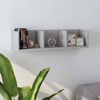 Berkfield Home CD Wall Shelf Concrete Grey 75x18x18 cm Engineered Wood | Size: 75 x 18 x 18 cm