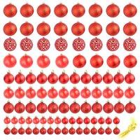 Berkfield Home 100 Piece Christmas Ball Set 3/4/6 cm Red