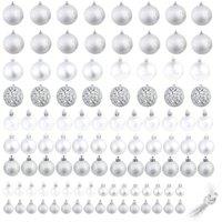 Berkfield Home 100 Piece Christmas Ball Set 3/4/6 cm Silver