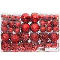 Berkfield Home 111 Piece Christmas Bauble Set Red Polystyrene