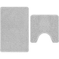 Berkfield Home 2 Piece Bath Mat Set Grey Polypropylen Non-Slip | Size: Medium