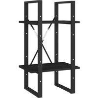 Berkfield Home 2-Tier Book Cabinet Black 40x30x70 cm Solid Pine Wood | Size: 40 x 30 x 70 cm