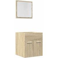 Berkfield Home 2 Piece Bathroom Furniture Set Sonoma Oak Engineered Wood in Light Tan