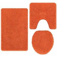 Berkfield Home 3 Piece Bath Mat Set Orange Polypropylen Non-Slip | Size: Medium