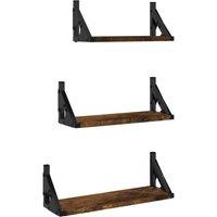 Berkfield Home 3 Piece Wall Shelf Set Smoked Oak Engineered Wood in Brown