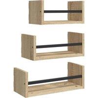 Berkfield Home 3 Piece Wall Shelf Set with Bars Sonoma Oak Engineered wood in Brown