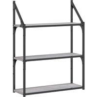 Berkfield Home 3-Tier Wall Shelf Grey Sonoma 60x21x78.5 cm Engineered Wood