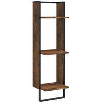 Berkfield Home 3-Tier Wall Shelf Smoked Oak 30x25x100 cm Engineered Wood in Brown | Size: 30 x 25 x 100 cm