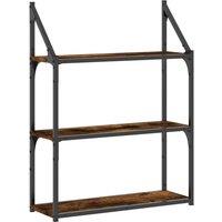 Berkfield Home 3-Tier Wall Shelf Smoked Oak 60x21x78.5 cm Engineered Wood in Brown