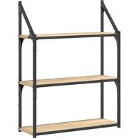 Berkfield Home 3-Tier Wall Shelf Sonoma Oak 60x21x78.5 cm Engineered Wood in Brown