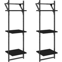 Berkfield Home 3-Tier Wall Shelves with Bars 2 pcs Black 30x25x100 cm | Size: 30 x 25 x 100 cm