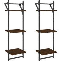Berkfield Home 3-Tier Wall Shelves with Bars 2 pcs Brown Oak 30x25x100 cm | Size: 30 x 25 x 100 cm
