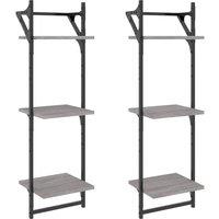 Berkfield Home 3-Tier Wall Shelves with Bars 2 pcs Grey Sonoma 30x25x100 cm | Size: 30 x 25 x 100 cm
