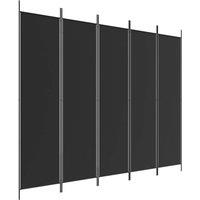 Berkfield Home 5-Panel Room Divider Black 250x200 cm Fabric