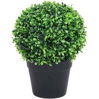 Berkfield Home Artificial Boxwood Plants 2 pcs with Pots Ball Shaped Green 32 cm