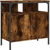 Berkfield Home Bathroom Sink Cabinet Smoked Oak 60x30x60 cm Engineered Wood in Brown | Size: 60 x 30 x 60 cm