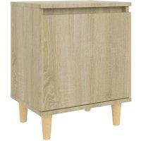 Berkfield Home Bed Cabinet with Solid Wood Legs Sonoma Oak 40x30x50 cm in Light Tan | Size: 40 x 30 x 50 cm