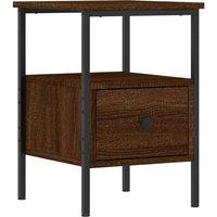 Berkfield Home Bedside Cabinet Brown Oak 34x36x50 cm Engineered Wood | Size: 34 x 36 x 50 cm