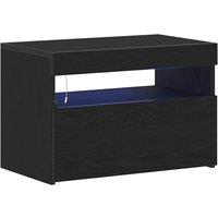Berkfield Home Bedside Cabinet with LED Lights Black Oak 60x35x40 cm Engineered Wood | Size: 60 x 35 x 40 cm