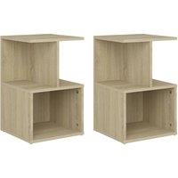 Berkfield Home Bedside Cabinets 2 pcs Sonoma Oak 35x35x55 cm Engineered Wood in Light Tan | Size: 35 x 35 x 55 cm