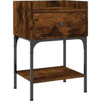Berkfield Home Bedside Table Smoked Oak 40.5x31x60 cm Engineered Wood in Brown