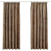 Berkfield Home Blackout Curtains 2 pcs with Hooks Velvet Beige 140x175 cm