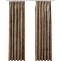 Berkfield Home Blackout Curtains 2 pcs with Hooks Velvet Beige 140x225 cm