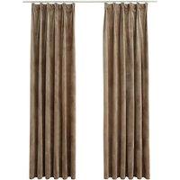 Berkfield Home Blackout Curtains 2 pcs with Hooks Velvet Beige 140x245 cm