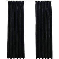 Berkfield Home Blackout Curtains 2 pcs with Hooks Velvet Black 140x225 cm