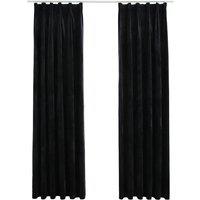 Berkfield Home Blackout Curtains 2 pcs with Hooks Velvet Black 140x245 cm