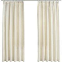 Berkfield Home Blackout Curtains 2 pcs with Hooks Velvet Cream 140x175 cm