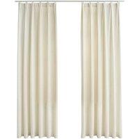 Berkfield Home Blackout Curtains 2 pcs with Hooks Velvet Cream 140x225 cm
