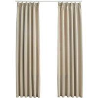 Berkfield Home Blackout Curtains with Hooks 2 pcs Beige 140x175 cm