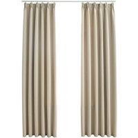 Berkfield Home Blackout Curtains with Hooks 2 pcs Beige 140x225 cm