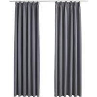 Berkfield Home Blackout Curtains with Hooks 2 pcs Grey 140x175 cm