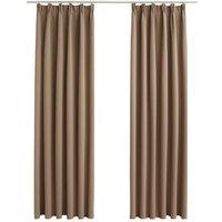 Berkfield Home Blackout Curtains with Hooks 2 pcs Taupe 140x175 cm