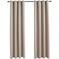 Berkfield Home Blackout Curtains with Metal Rings 2 pcs Beige 140x225 cm