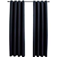 Berkfield Home Blackout Curtains with Metal Rings 2 pcs Black 140x245 cm
