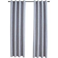Berkfield Home Blackout Curtains with Metal Rings 2 pcs Grey 140x175 cm